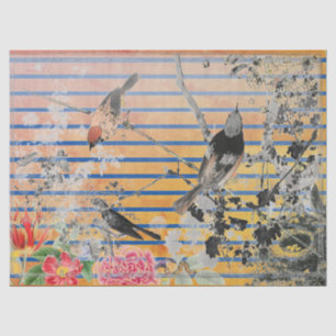 GEEL STRIPEN EN JAPANS BIRD WEEFSELPAPIER TISSUEPAPIER