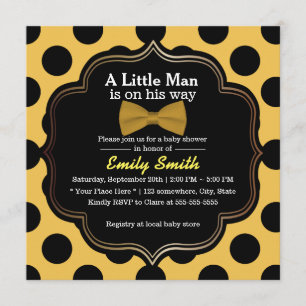 Geel Stropdas Polka Dots Little Man Baby shower Kaart