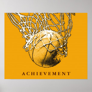Geel Succes Achievement Sport Basketbal Poster
