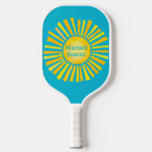 Geel Sun Caribbean Blue gepersonaliseerd Pickleball Paddle (Voorkant)