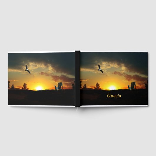Geel Sunset Grassy Meadow Guest Book Gastenboek (Volledig)