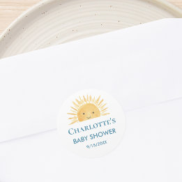 Geel Sunshine Baby Shower  Ronde Sticker