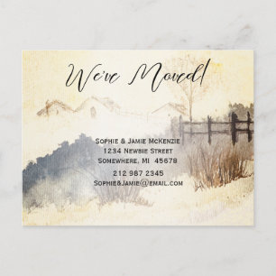 Geel Teal Landelijk Aquarel We Zijn Verhuisd Aankondigingskaart