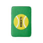 Geel tennisbalbadmat met aangepaste naam badmat (Voorkant Verticaal)
