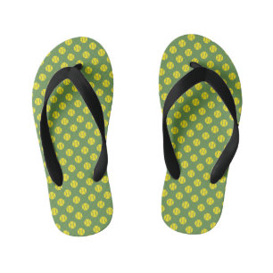 Geel tennisballpatroon teenslippers voor kinderen