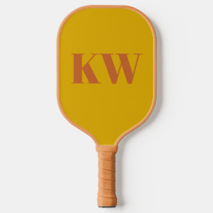 Geel terracotta monogram Initialen gepersonaliseer Pickleball Paddle