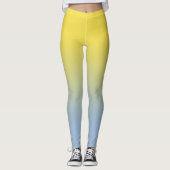 Geel tot licht Blauw Gradiënt Elegant Monogram Leggings (Voorkant)