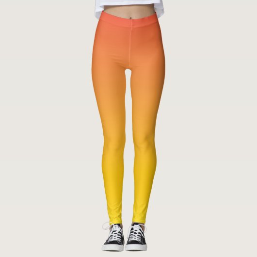 Geel tot Oranje Ombre Fade Gradiënt Leggings (Voorkant)