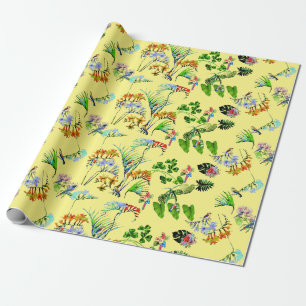 Geel tropisch paradijs cadeaupapier