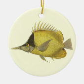 Geel Tropische Chelmon longirostris,  Vis Keramisch Ornament (Voorkant)