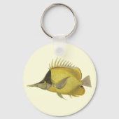 Geel Tropische Chelmon longirostris,  Vis Sleutelhanger (Achterkant)