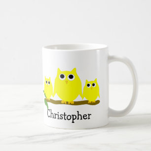 Geel Uilen Ontwerp Gepersonaliseerd Koffiemok