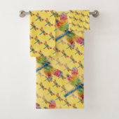 Geel Veelkleurig Dragonfly Abstract Bad Handdoek (Insitu)