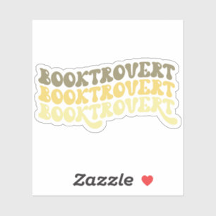 Geel veelkleurig retro booktrovert vinyl sticker