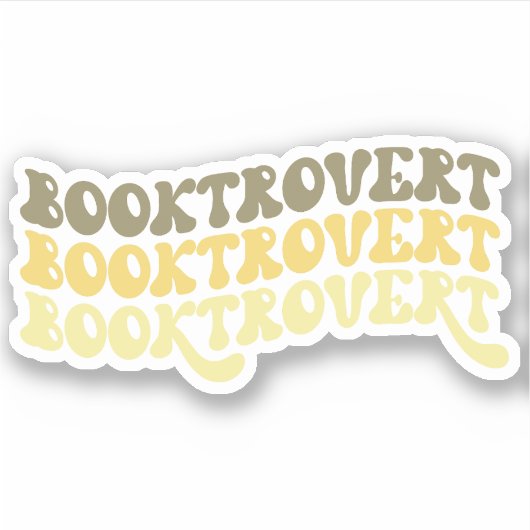 Geel veelkleurig retro booktrovert vinyl sticker (Voorkant)