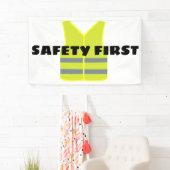 Geel veiligheidsvest ontwerp spandoek (Insitu)