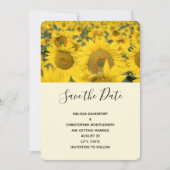 Geel veld van het zonnebloemen bruiloft save the date (Voorkant)