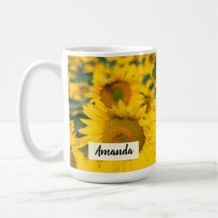 Geel veld Zonnebloemen Foto Koffiemok