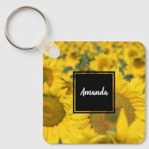 Geel veld Zonnebloemen Foto Sleutelhanger