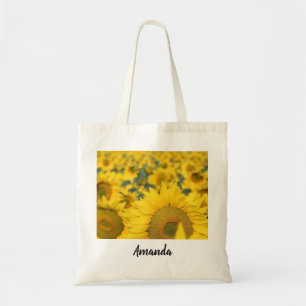 Geel veld Zonnebloemen Foto Tote Bag