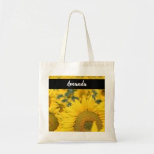 Geel veld Zonnebloemen Foto Tote Bag