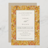  Geel Verloving van Floral Peacock Kaart (Voorkant / Achterkant)