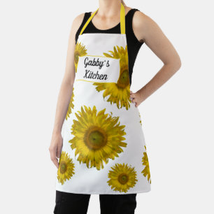 Geel verspreide zonnebloemen All-Over Print Apron Schort
