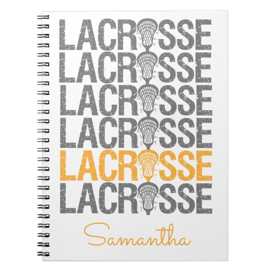 Geel verteerd Lacrosse Word Notitieboek (Voorkant)