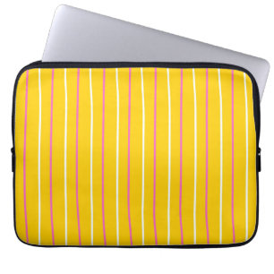 Geel verticaal streeppatroon laptop sleeve