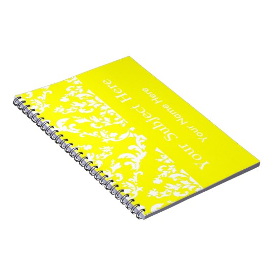 Geel Vet Mod Damask met aangepaste tekst Notitieboek (Rechterzijde)