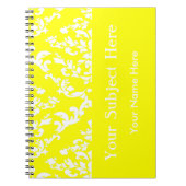 Geel Vet Mod Damask met aangepaste tekst Notitieboek (Voorkant)