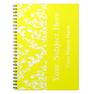 Geel Vet Mod Damask met aangepaste tekst Notitieboek