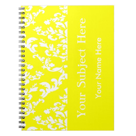 Geel Vet Mod Damask met aangepaste tekst Notitieboek (Voorkant)