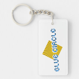 Geel Vierkant met balken en Tegenovergestelde Pixe Sleutelhanger