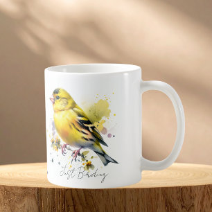 Geel Vink Waterverf Koffiemok