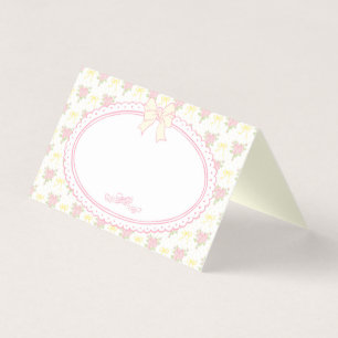 Geel Vintage Fantasie Bloemen Placecard Tafel Deco Kaart