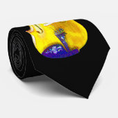 GEEL VIOLIN-STROPDAS-OP ZWARTE STROPDAS (Opgerold)