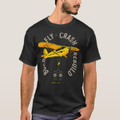 Geel Vliegtuig van het model van het vliegtuigmode T-shirt (Voorkant)