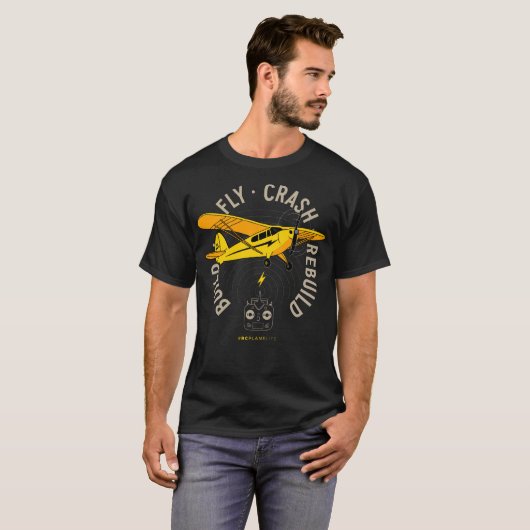 Geel Vliegtuig van het model van het vliegtuigmode T-shirt (Voorkant volledig)