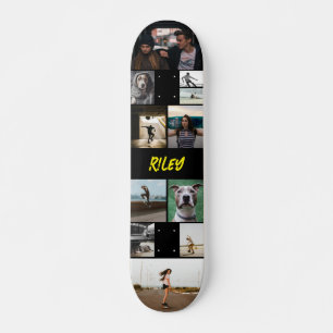 Geel Voeg naam toe Zwart Fotocollage Sjabloon Skateboard
