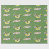 Geel Vogel Glanzend Wrapping Papier (Vlak)