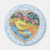 Geel vogelhart, aangepaste naam magneet (Voorkant)