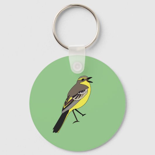 Geel vogelportret Wagtail Wild Bird Sleutelhanger (Voorkant)