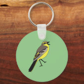 Geel vogelportret Wagtail Wild Bird Sleutelhanger (Voorkant)