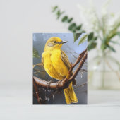  geel vogeltje briefkaart (Staand voorkant)