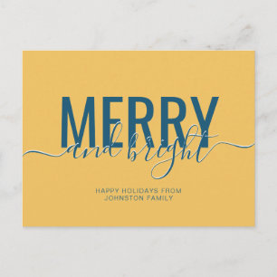 Geel voor vrolijk kerstfeest briefkaart