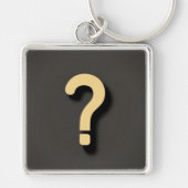 Geel vraagteken met een donkere achtergrond sleutelhanger (Voorkant)