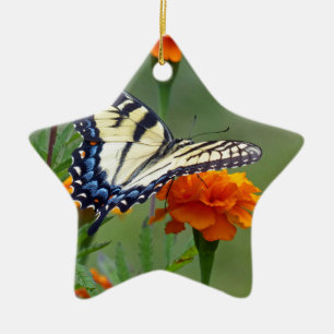 Geel vrouw oostelijke tijgermoerstaart keramisch ornament