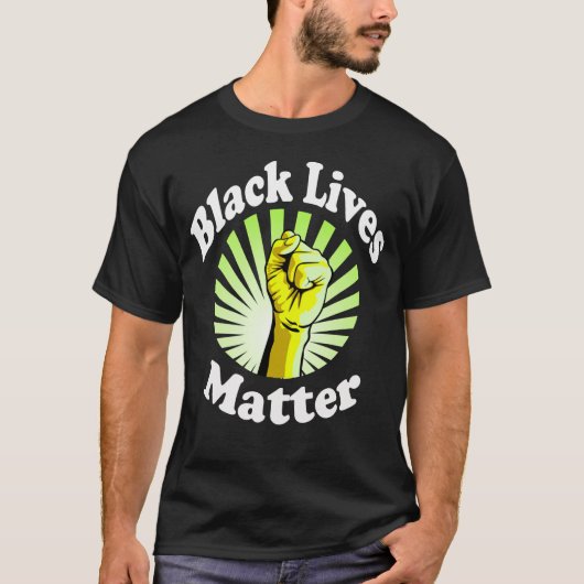Geel vuist zwart vezel Matter BLM T-shirt (Voorkant)