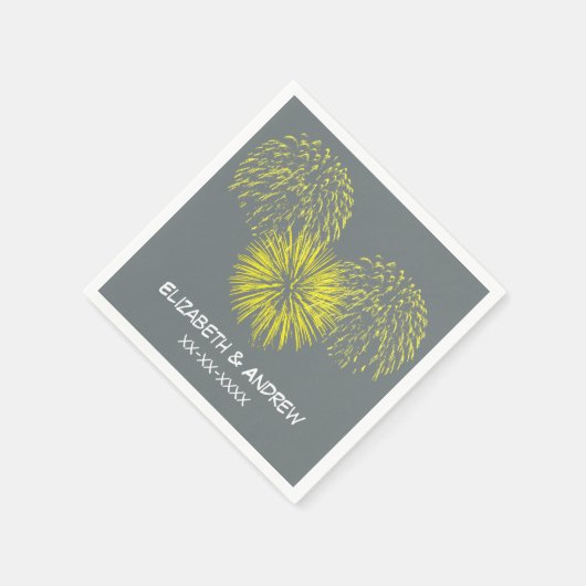 Geel Vuurwerk, Houtskool BG, het Monogram van de Servetten (Hoek)